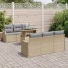 vidaXL Ensemble de canap&eacute; de jardin 7 pcs Beige Poly rotin