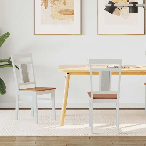 vidaXL Chaise de salle &agrave; manger 2 pcs Blanc et Naturel