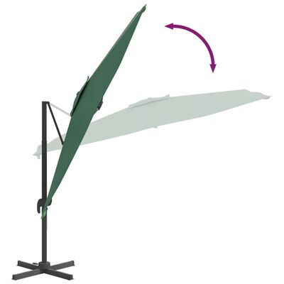 vidaXL Parasol de jardin en porte-à-faux avec mât en aluminium vert