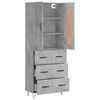 vidaXL Buffet haut Gris b&eacute;ton 69,5x34x180 cm Bois d'ing&eacute;nierie