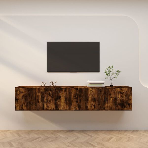 vidaXL Meubles TV muraux 2 pcs ch&ecirc;ne fum&eacute; 100x34,5x40 cm