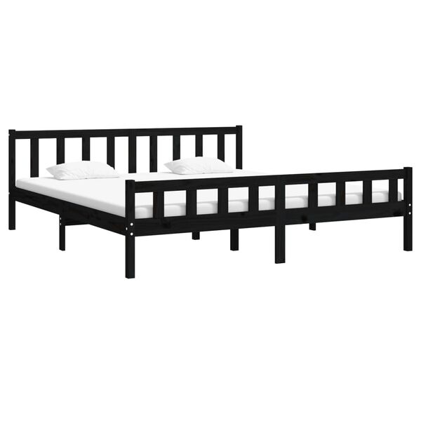 vidaXL Cadre de lit sans matelas noir bois massif 160x200 cm