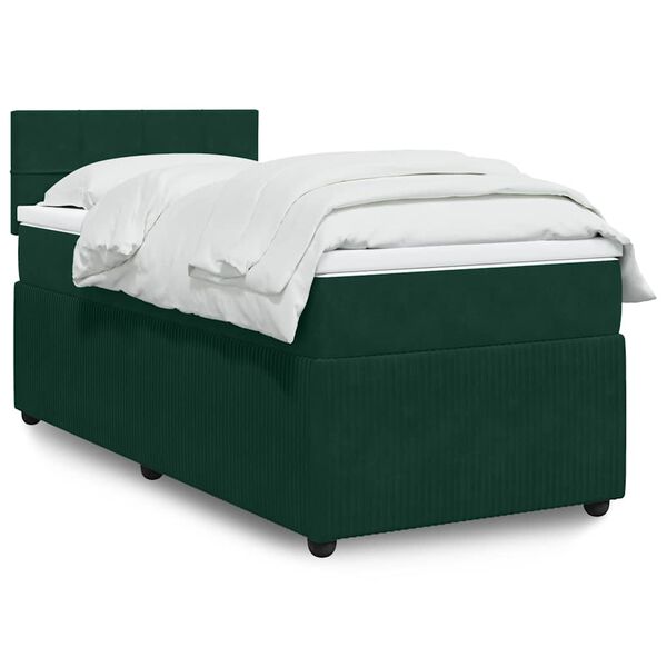 vidaXL Sommier &agrave; lattes de lit et matelas Vert fonc&eacute; 80x200 cm Velours