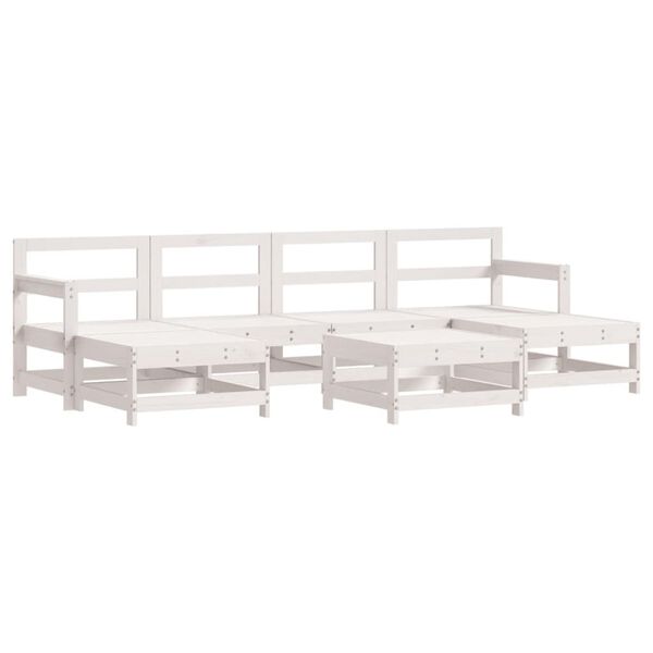 vidaXL Salon de jardin 7 pcs avec coussins blanc bois massif