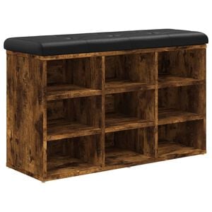vidaXL Banc &agrave; chaussures ch&ecirc;ne fum&eacute; 82x32x50 cm bois d'ing&eacute;nierie