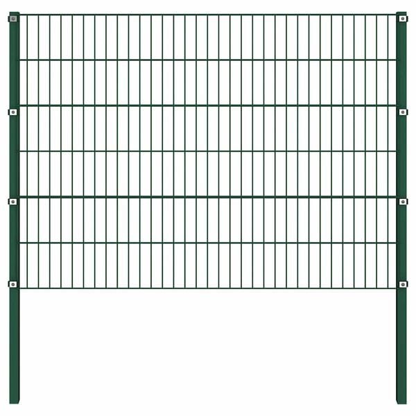 vidaXL Panneau de cl&ocirc;ture avec poteaux en fer 349 x 120 cm Vert