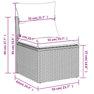 vidaXL Chaise de jardin sans accoudoirs avec coussins marron rotin