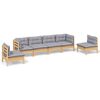 vidaXL Salon de jardin 6 pcs avec coussins gris Bois de pin massif
