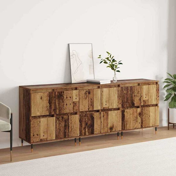 vidaXL Armoire de rangement 3 pcs Bois ancien 60 x 35 x 70 cm