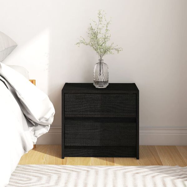 vidaXL Table de chevet Noir 40x30,5x35,5 cm Bois de pin solide