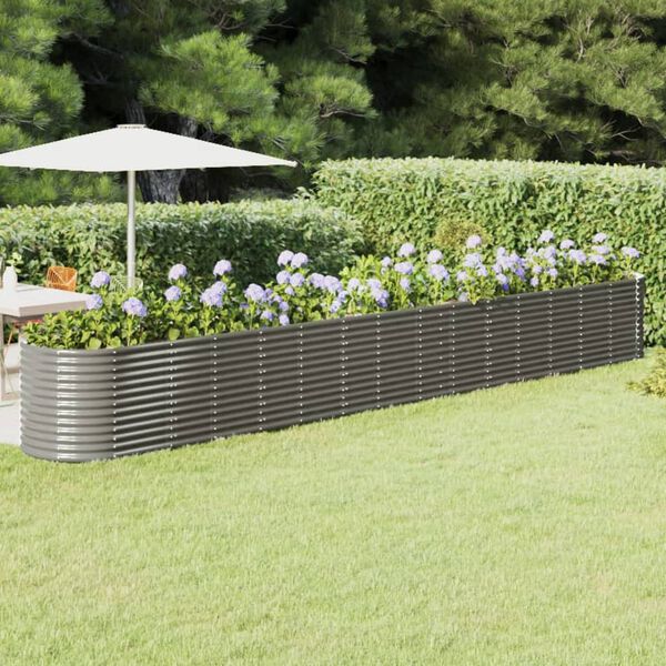 vidaXL Lit sur&eacute;lev&eacute; de jardin Acier enduit de poudre 620x80x68 cm gris