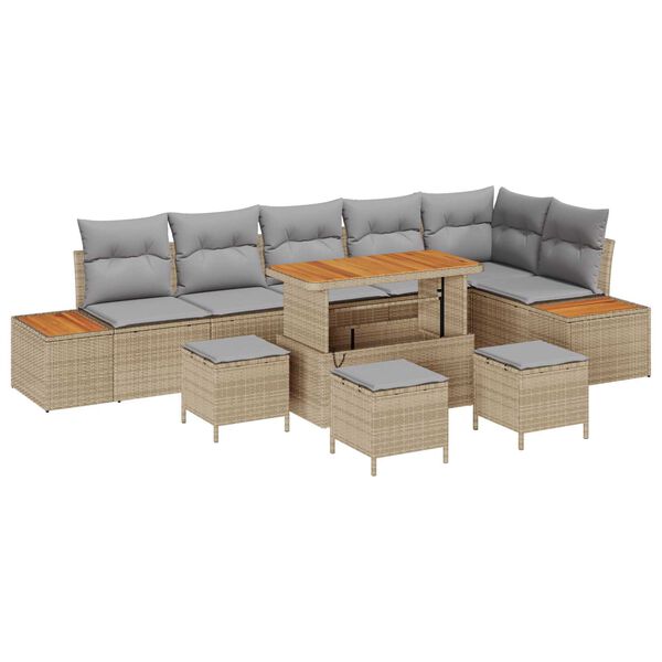 vidaXL Ensemble de canap&eacute; de jardin 10 pcs Beige polyrotin