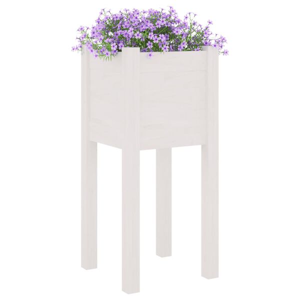 vidaXL Jardini&egrave;res d'ext&eacute;rieur 2 pcs Blanc 31x31x70 cm Bois de pin