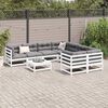 vidaXL Salon de jardin 9 pcs blanc bois de pin massif