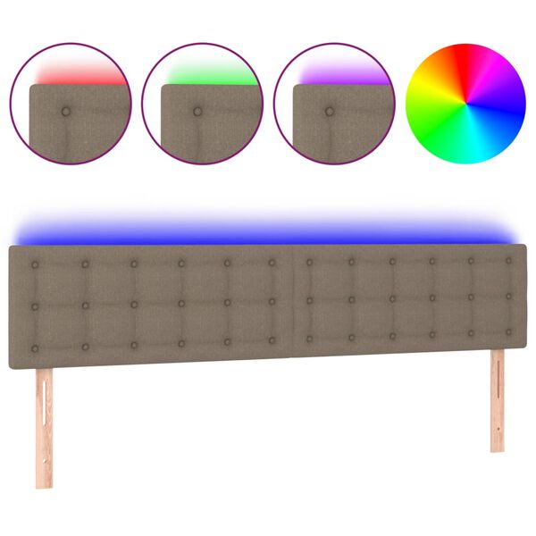 vidaXL T&ecirc;te de lit &agrave; LED Taupe 180x5x78/88 cm Tissu