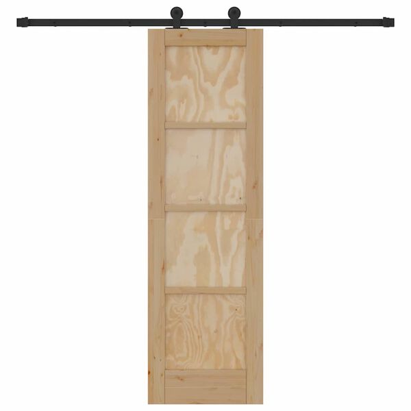 vidaXL Porte coulissante Naturel et Noir 61 x 198,5 cm Pin massif