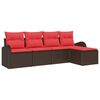 vidaXL Ensemble de Canap&eacute;s 5 pcs Marron et rouge polyrotin