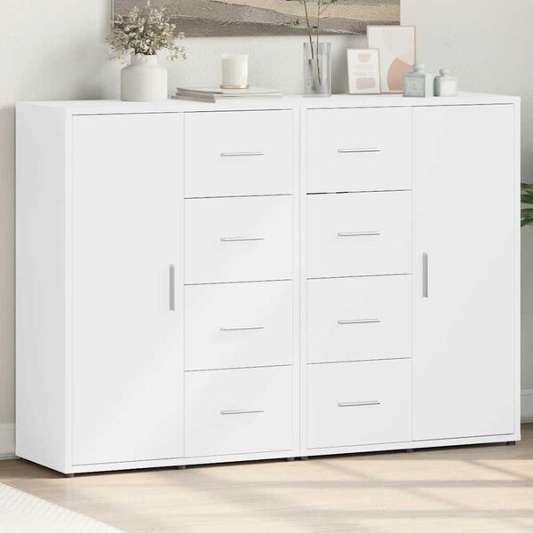 vidaXL Buffets 2 pcs blanc 60x31x84 cm bois d'ing&eacute;nierie