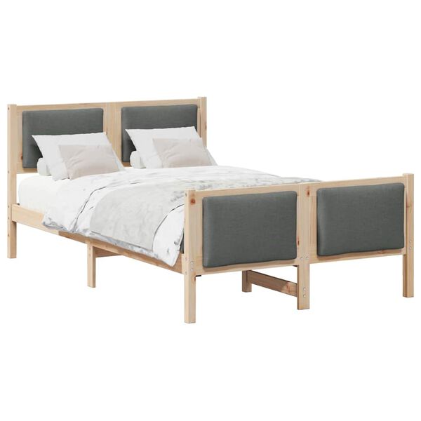 vidaXL Cadre de lit avec t&ecirc;te de lit Gris fonc&eacute; 120 x 190 cm tissu