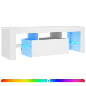 vidaXL Meuble TV avec lumi&egrave;res LED Blanc 120x35x40 cm