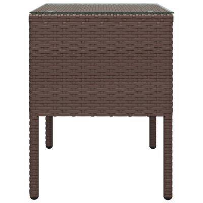 vidaXL Table d'appoint marron 53x37x48 cm poly rotin et verre trempé