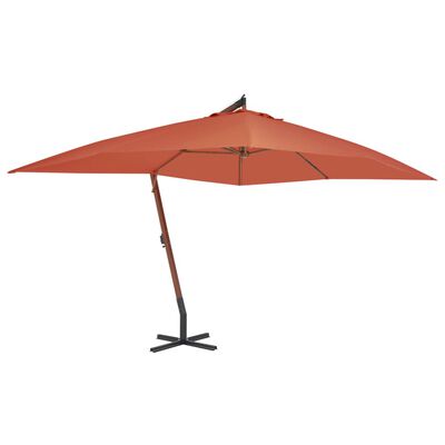 vidaXL Parasol de jardin en porte-à-faux avec mât en bois terre cuite