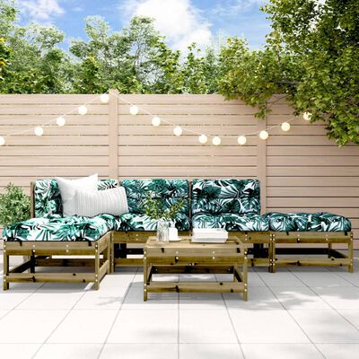 vidaXL Salon de jardin 6 pcs avec coussins bois de pin imprégné