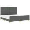 vidaXL Cadre de lit avec t&ecirc;te de lit Gris fonc&eacute; 180 x 200 cm tissu