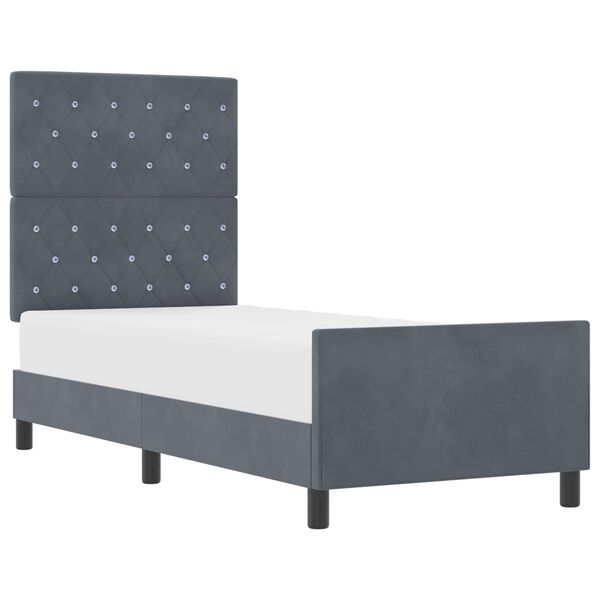 vidaXL Lit &agrave; ressorts avec t&ecirc;te de lit Gris fonc&eacute; 80 x 200 cm Velours