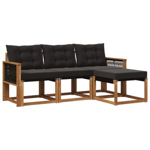 vidaXL Ensemble de canap&eacute;s d'ext&eacute;rieur 4 pc Naturel et noir