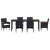 vidaXL Ensemble de salle &agrave; manger pour jardin 7 pcs Noir polyrotin