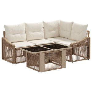 vidaXL Ensemble de canap&eacute; de jardin 5 pc Beige et blanc cr&egrave;me