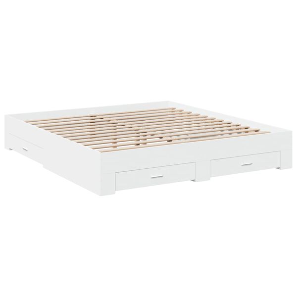 vidaXL Cadre de lit avec tiroirs sans matelas blanc 200x200 cm