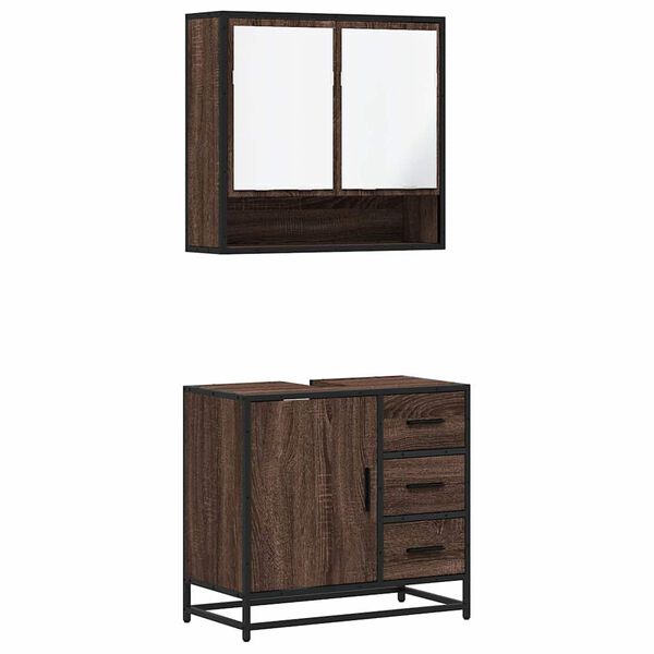 vidaXL Ensemble de meubles de salle de bain 2 pcs Chêne marron