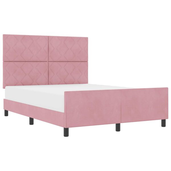 vidaXL Lit &agrave; ressorts avec t&ecirc;te de lit Rose 160 x 200 cm Velours