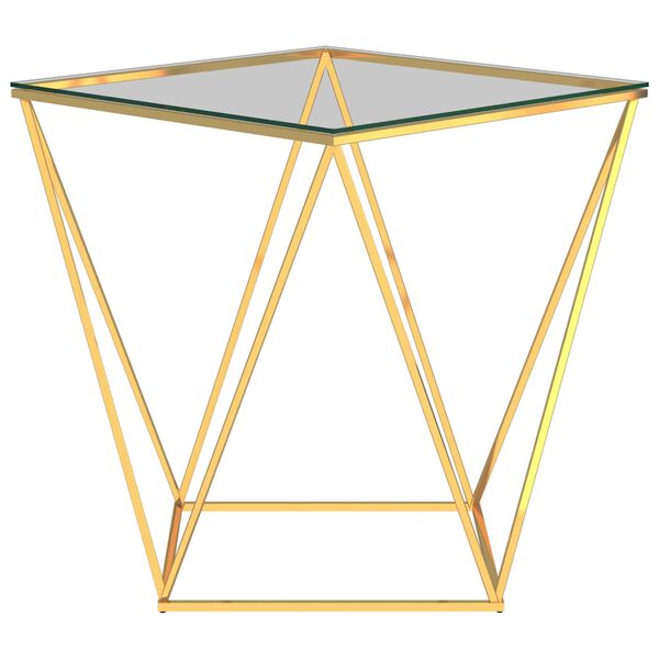 vidaXL Table basse Dor&eacute; et transparent 50x50x55 cm Acier inoxydable