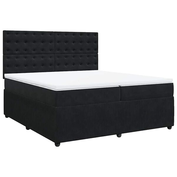 vidaXL Sommier &agrave; lattes de lit et matelas Noir 200x200 cm Velours