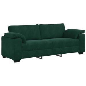 vidaXL Canap&eacute; 3 places vert fonc&eacute; 220 x 77 x 82 cm velours