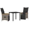 vidaXL Ensemble de salle &agrave; manger pour jardin 3 pc Gris polyrotin