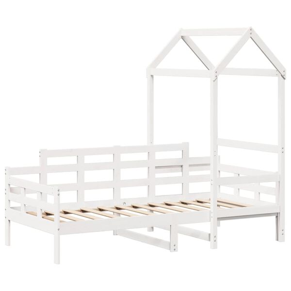 vidaXL Lit de jour avec toit sans matelas blanc 80x200 cm bois massif