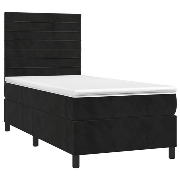 vidaXL Sommier &agrave; lattes de lit avec matelas Noir 90x190 cm Velours