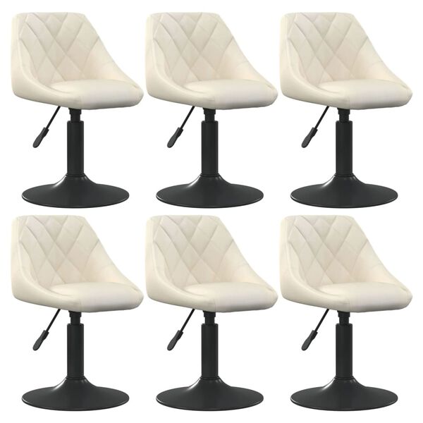 vidaXL Chaises pivotantes &agrave; manger lot de 6 cr&egrave;me velours