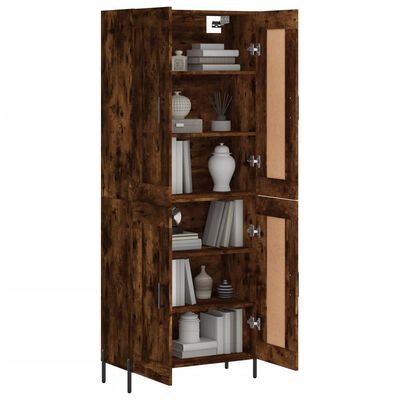 vidaXL Buffet haut Chêne fumé 69,5x34x180 cm Bois d'ingénierie