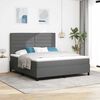 vidaXL Lit &agrave; ressorts avec matelas Gris fonc&eacute; 180 x 200 cm tissu