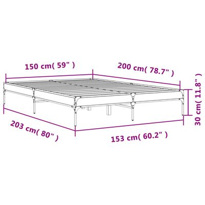 vidaXL Cadre de lit chêne sonoma 150x200 cm bois d'ingénierie et métal