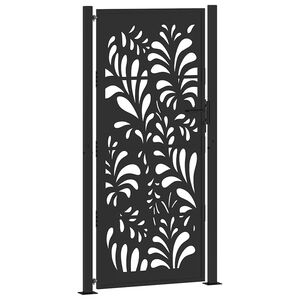 vidaXL Portail de jardin noir 100x200 cm en acier avec design ondul&eacute;