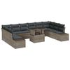 vidaXL Ensemble de canap&eacute; de jardin 11 pc Gris polyrotin