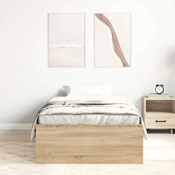vidaXL Cadre de lit sans matelas ch&ecirc;ne sonoma 100x200 cm