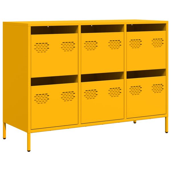 vidaXL Buffet jaune moutarde 101,5x39x73,5 cm acier laminé à froid