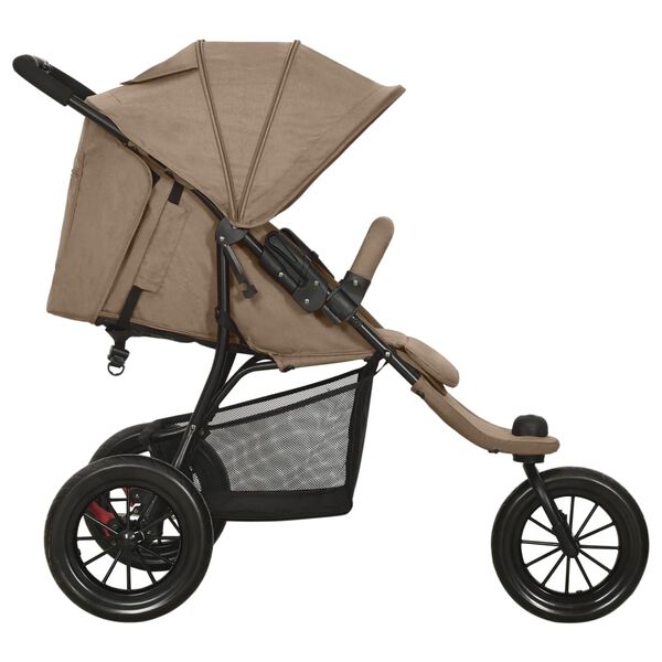 vidaXL Poussette pour b&eacute;b&eacute; Taupe Acier